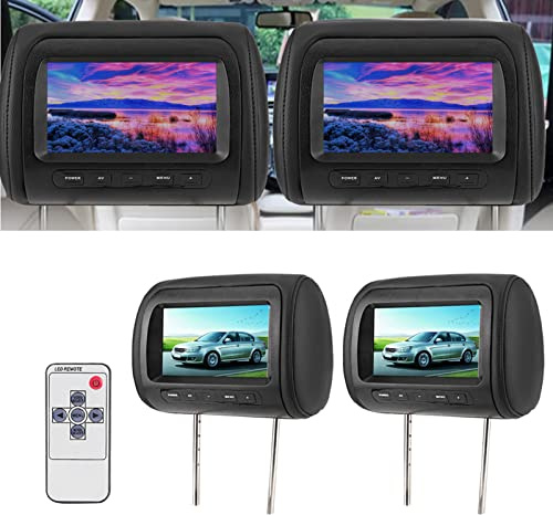 EIMSOAH 2pcs 7in Headrest Display, 9in Wide Screen LCD Video Monitor with Wireless Remote Control, Dual Channel Infrared Transmitter, for Universal Car HD 800 X 480 RGB Screen
