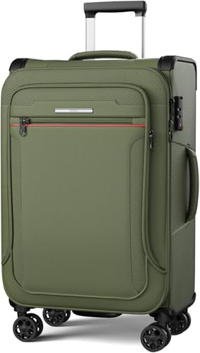 ABISTAB Weichschalenkoffer groß - Stoff Koffer erweiterbar 115 Liter | Leicht Reisekoffer 80x48x30cm | 4 Rollen & TSA Schloss | Koffer Trolley wasserfest | Dunkelgrün