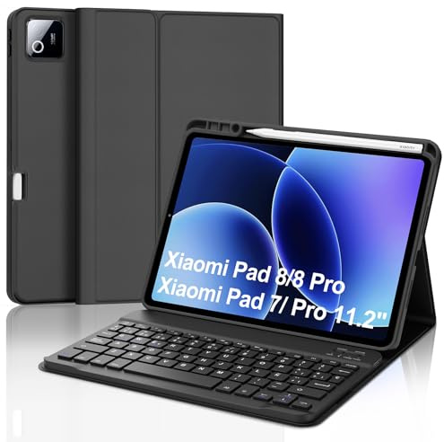 Funda Teclado para XIAOMI Pad 8/8 Pro 2026/Pad 7/7 Pro 2025 11.2 Pulgadas | Case Keyboard Bluetooth Magnético Recargable, QWERTY Español Ñ, Capa Desmontable con portalápices, Negro