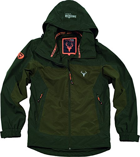 Work Team Chaqueta impermeable combinada, con 2 bolsillo laterales, con capucha. HOMBRE Verde Bosque+Verde Oliva XL