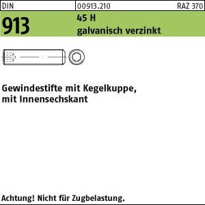 DIN 913/ISO 4026 Gewindestift VG M20x30 Stahl 45H galvanisch verzinkt Innensechskant m. Kegelkuppe 50 Stk