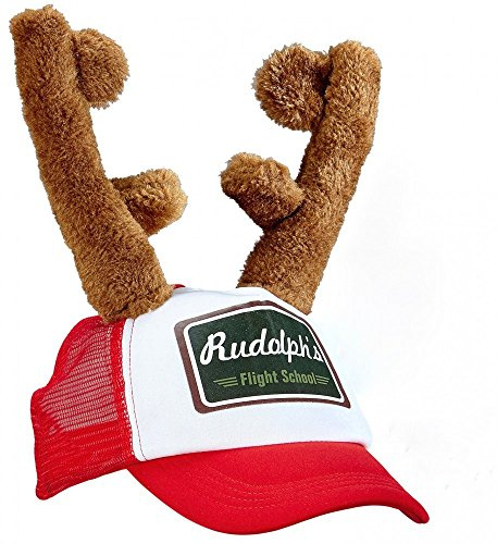 shoperama Rudolph Kappe mit Rentier Geweih Hut Cap Weihnachts-Mütze Hirsch Hörner Weihnachten Käppi Basecap