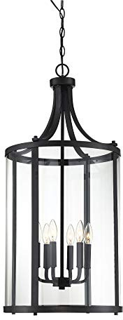 Savoy House 7-1041-6-BK Penrose Traditional Clear Glass Cylinder Pendant, 6-Light 360 Total Watts, 34 H x 16 W, Black