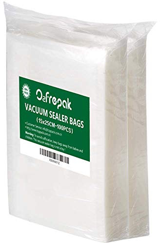 O2frepak 100 Beutel 15x25cm Vakuumier Beutel Vakuumbeutel für Lebensmittel,BPA-Frei Sous Vide Vakuumierbeutel für Vakuumierer und Folienschweißgeräte Geeignet