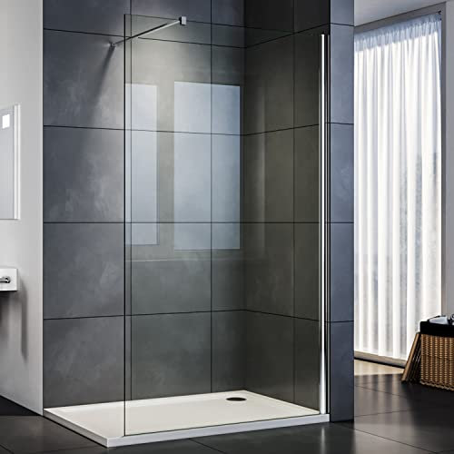 Sirhona italiensk duschvägg 100 x 200 cm i glas med NANO-beläggning med monteringsstång duschdörr 100 cm, fastsättning duschvägg