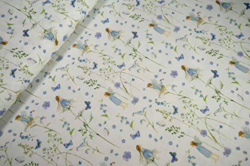 acufactum Baumwollstoff Elfengarten blau auf weiß by Daniela Drescher 0,5m