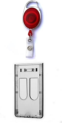 1x STAHLSEIL Ausweisset Ausweis-Set Ausweisjojo Ausweiszipper Ausweishalter oval + Kartenhülle Daumenschub 2 KARTEN Ausweishülle Transparent vertikal