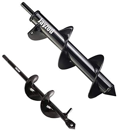 Jayzod Auger Drill bit for Planting 1.6x8.7& 4x12 Garden Auger Spiral Drill Bit,Bulb & Bedding Plant Augers,Plants Drill bit for 3/8” Hex Drive Drill