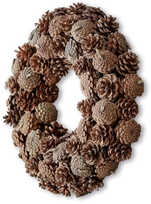 Loberon Kranz Mellor, mit echten Zweigen und Zapfen, rustikale Romantik, Weihnachtsdekoration, Weihnachten, Kiefernzweige, Eisendraht, Jute, braun