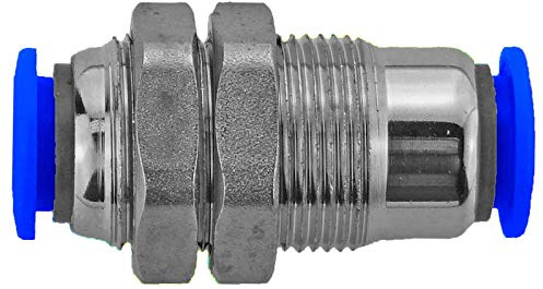 MegaHaustechnik Steckverbinder Schottverschraubung 10x10 Pneumatik Fitting für Druckluft-Schlauch-Außendurchmesser 10mm zum Stecken, für Lochdurchmesser 10mm, Schnellkupplung Anschluß