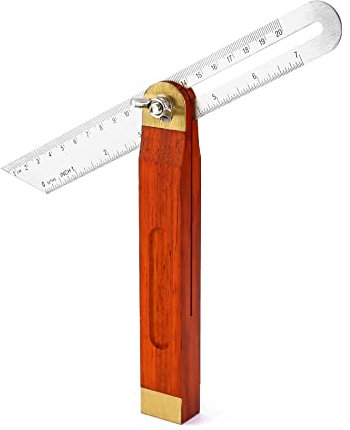 QWORK Sliding Angle Ruler Woodworking T Bevel Angle Finder, 9 Adjustable Gauge Measurement Tool with Hardwood Handle and Metric Marks