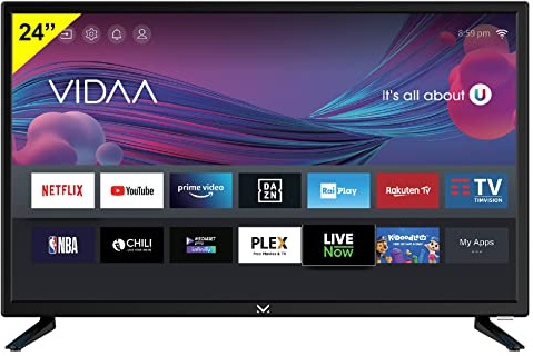 Majestic ST24VD V1 12VOLT - Televisore SMART LED FULL HD 24, Sitema operativo VIDAA, DVB-T/T2 e DVB-S/S2, HEVC MAIN 10, WI-FI, Telecomando, USB, nero