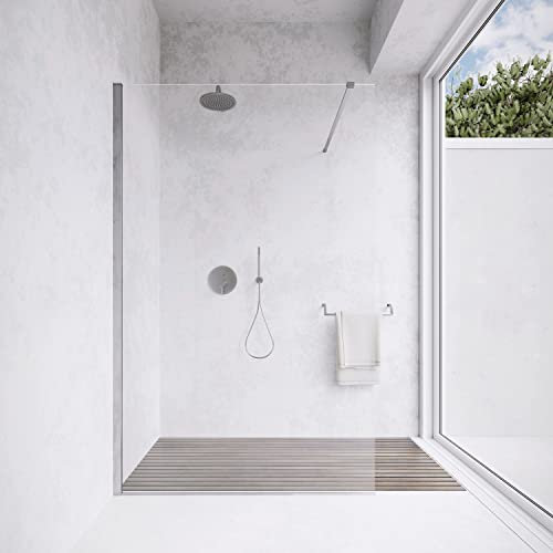 Box Doccia 110cm Walk-in Altezza 200cm Vetro Temperato Trasparente da 8mm con Trattamento Anticalcare mod. Lazaros