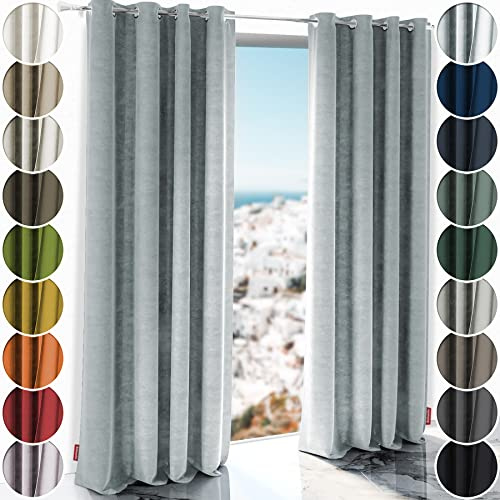 Schuette® Verdunkelungs-Vorhang Gardine mit Ösen ● Millenium Velvet: Koala Shade (Grau) ● 150x130 cm Höhe x Breite (1 Stück) ● Knitterfrei Pflegeleicht Thermo Blickdicht & stark Abdunkelnd