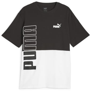 PUMA Herren Puma Power Colorblock Tee T Shirt, Puma Black-puma Weiß, L EU