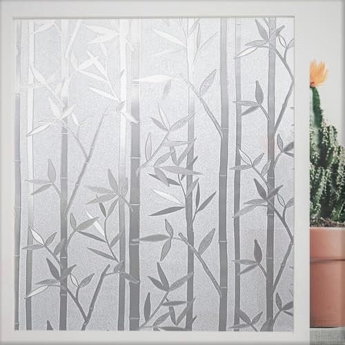 Finnez Fensterfolie Bambus Sichtschutz Folie Fenster Selbstklebend Selbsthaftend Blickdicht Klebefolie 3D Dekofolie Statisch Anti-UV für Badezimmer Schlafzimmer Küche 75 x 200cm