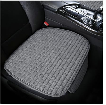 Adunsiaoto 2 Pcs Universal Fit Car Seat Cushion, Grey, Linen, Non-Slip, Comfortable, Easy to Clean, Front Seat, SUV, Van, Truck