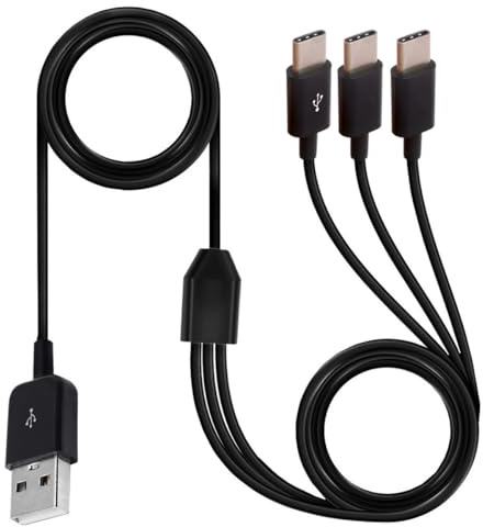 HUHANGGod Multi 3 in 1 USB C Splitter Y Cable (1.5meter/5 Feet) | USB 2.0 A Male To 3 Type C Male Plug Cord, 1 to 3 Sync Charging Cable Adapter Compatible with Mobile/Android (3 Type C)