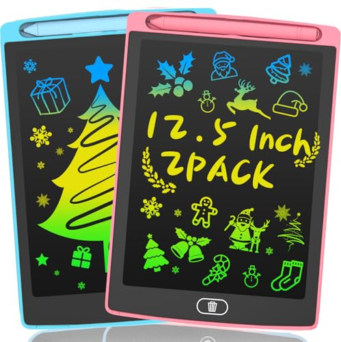 LCD Schreibtafel Spielzeug für Kinder 12.5 Zoll, 2-Pack Maltafel Bunte Kritzeleien, Geschenke für 3-8 Jährige Mädchen Jungen (Rosa Blau)