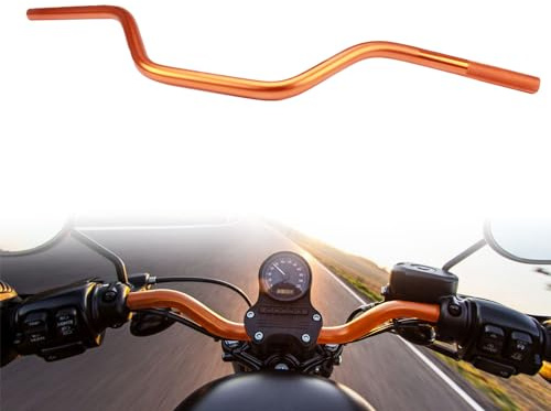 7/8 22mm motorcycle Mid Handlebars, Motorcycle Handlebar Handle Bars Universal for All Motorcycle which the clamp 7/8 22mm-Orange