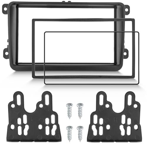 RED WOLF DIN 2 Plastik Einbaurahmen, Auto Radio Rahmen 2DIN für VW Golf Passat Tiguan Jetta CC EOS Autoradio Navigation DVD Player Stereo Montage Radioblende Doppel DIN Design