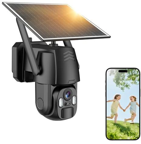 AMOROM 3G/4G LTE Überwachungskamera Aussen Solar mit SIM Karte, 2K Kamera Überwachung Akku Ohne WLAN mit Bewegungserkennung, Farb/IR Nachtsicht, 2-Wege-Audio, IP66 Wasserdicht