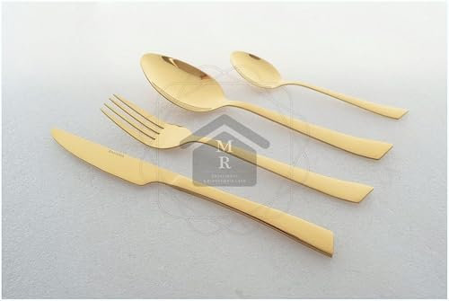 Posate in Acciaio Inox 24 Pezzi, Collezione Bavaria, Stile Gold