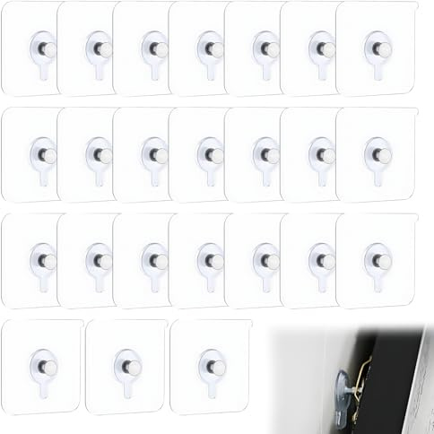 24 Pcs Accroche Tableau Sans Percer,Clous De Suspension Auto, Crochet Adhesif Mural,Accroche Cadre Sans Percer,Pour Accroche Cadres Photo, Miroir, Lumières Décoratives, Sans Trou(Transparent)