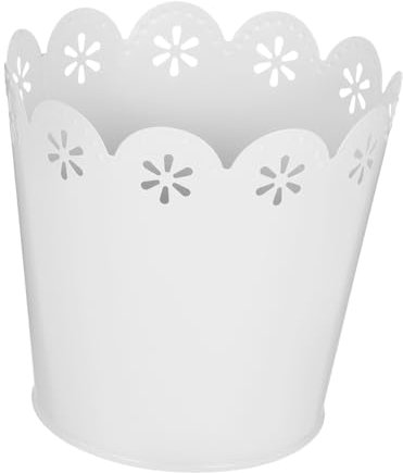 SHINEOFI Mini-Poubelle de Table en Fer, Ronde et Élégante, Gain de Place, pour Bureau, Chambre ou Étagère, Blanche