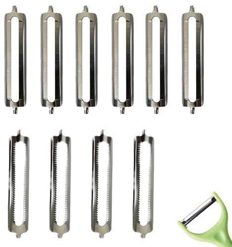 10 Stück Sparschäler Tupper, 6 mit glatter Klinge und 4 mit gezahnter Klinge, Sparschäler Ersatzklingen für Spargelschäler Tupperware Ersatzklinge, Ideal für früchte und Gemüse, Vegetable Peeler