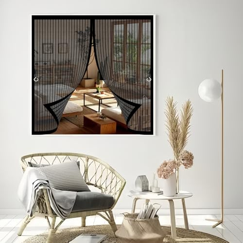 Mosquitera Corredera 150 x 50 cm Protección Contra Insectos, Malla Fina, Mantiene El Aire Fresco, Cortina Termica Ventana para Puerta de Balcón, Puerta de Patio, Negro