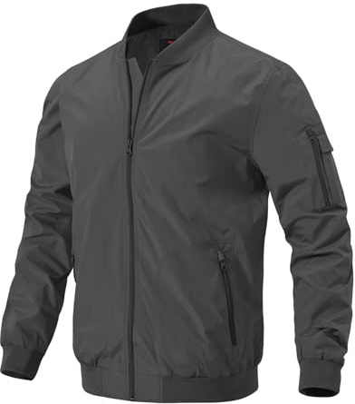 donhobo Herren Bomberjacke Leichte Windbreaker Übergangsjacke Blouson Jacke | Frühling Herbst Fliegerjacke Atmungsaktive Outdoorjacke Wasserabweisende Pilotenjacke Dünne Windjacke Freizeitjacke