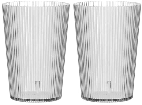 sourcing map Vasos reutilizables de plástico transparente, juego de vasos acanalados de 5.1 onzas, vasos de agua de plástico, irrompibles, apilables para cerveza, cóctel, agua, jugo, whisky (gris, 2