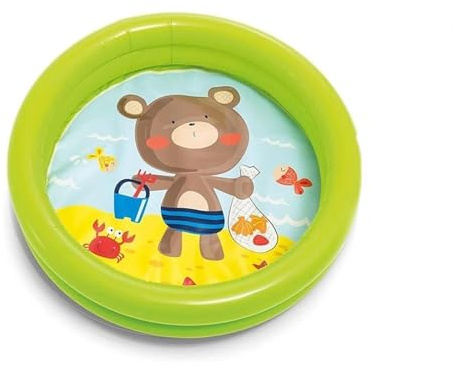 Neel Saanjh 2 Ring Paddling Pool For Kids, Inflatable Swimming Pool, Durable And Long Lasting, Easy Setup And Storage, Vibrant Colour, Eye Catching Theme, Summer Fun, 24''x6'' (Green)