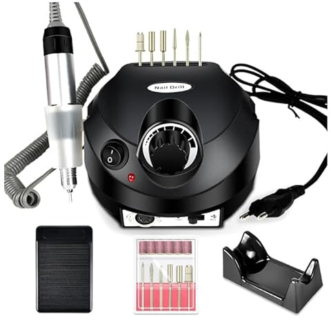 Perceuse à ongles électrique professionnelle 35 000 tr/min, kit de manucure avec embouts, polisseuse portable pour salon (noir)