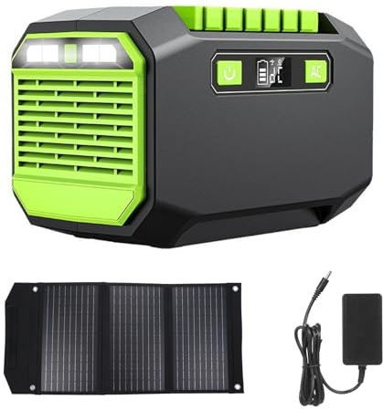 Shkalacar PORTE POWER POWER SOLUPS avec Panneaux Solaires 60W, 200W Générateur Solaire Extérieur de 173Wh avec des Lumières LED pour la Maison, Secours D'urgence, Camping sur Route (Bouchon UE)