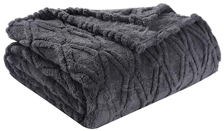 Ladung Plüsch Fleece Decke Dunkelgrau Weich Gemütlich große Größe 180 * 200cm für Couch Sofa Bett für alle Jahreszeiten Heimdekor