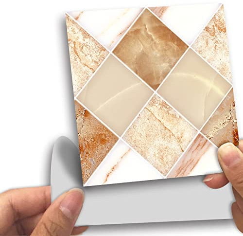 QBYRSSS Exquisite Tile Stickers 10Cm X 10Cm Rose Gold Kitchen Tile Stickers for Bathroom Stick on Wall Tiles Backsplash for Kitchen Stick on Tiles Self-Adhesive Vinyl Home Decoration