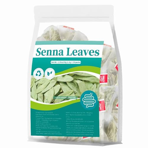 RASPIO Té de Hojas de Sen - 30 Bolsitas Individualmente Envueltas (1,5g Cada Una), Ingredientes Naturales a Base de Plantas, Té de Hojas Sueltas Fácil de Preparar