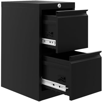Metall Aktenschrank mit Abschließbar 2 Schubladen, 38 x 45 x 73 cm Aufbewahrungsschrank für A4, Legal, Letter Akten, Dokumente, Schreibwaren, Büroschrank unter Schreibtisch für Home-Büro