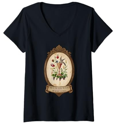 Femme Calice eucharistique avec Colombe Sainte Communion Art Antique T-Shirt avec Col en V