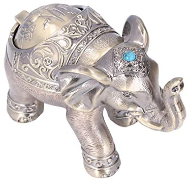 RASTKY Cenicero de Elefante Retro, Diseño Exquisito en Relieve, Metal Duradero a Prueba de Viento para Fumadores