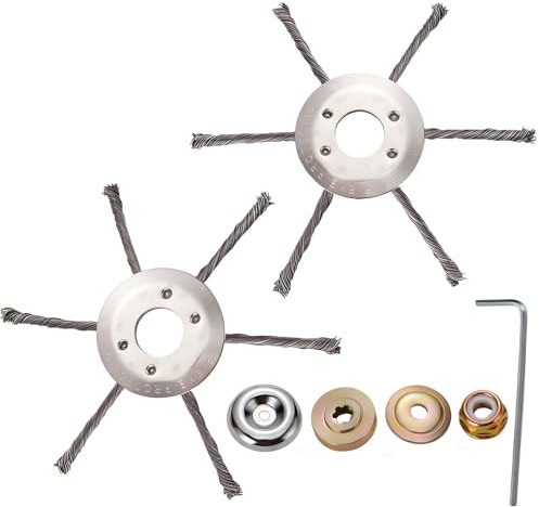 AGSYFFD Tête de coupe en fil d'acier 230mm avec kit d'adaptateur universel pour débroussailleuse à essence à 5 pièces, design en fil noué durable pour le bordurage de jardin, la terrasse et