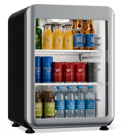 Klarstein Audrey Evo dryckeskyl 65 l – Dryckeskylskåp med glasdörr, LED-lampa, justerbar temperatur 0–10 °C, 2 hyllor, tyst drift
