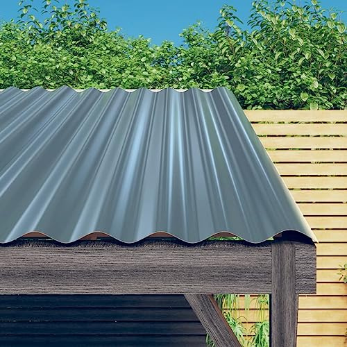 Galvanised Steel Roof Panels, Pack of 36, Grey, 60 x 36 cm, Weather-Resistant Roof for Garden Shed, Carport, Garage, House Roof and Canopy