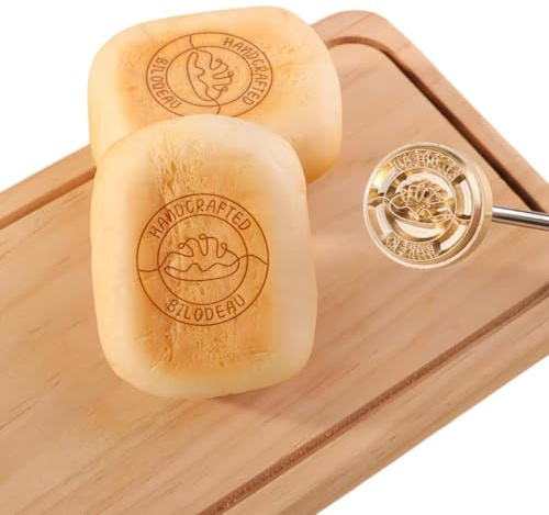 LUXTROO Personalisiertes Brandeisen aus Messing, Brennstempel mit eigenem Logo für Holz Leder Brot und Fleisch, Mit geradem oder gebogenem Griff, Mehrere Größen