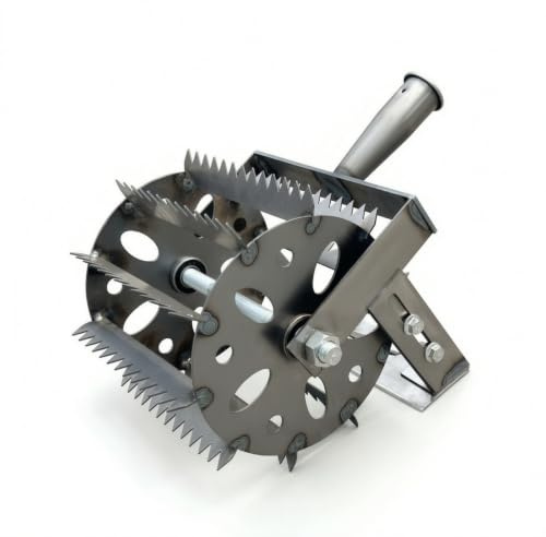 YWMJZEU Escardador Manual con Ruedas Dentado Escardador Empuje Resistente Desbrozadora para Jardineros