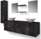 vidaXL Ensemble 9 pcs de mobilier Meuble de Salle de Bain et lavabo Vasque Noir