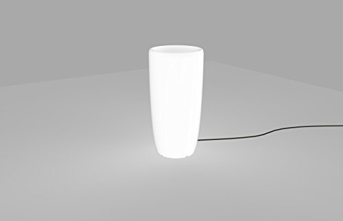 Licht-Erlebnisse Dekoleuchte Außen Kunststoff Weiß IP65 Balkon Terrasse 70 cm E27 max. 60 Watt blendarm mit Kabel Moderne Outdoor Stehlampe FLOWERPOT