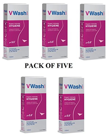 5x VWash V Wash Plus 100 ml - pH 3.5* Hygiene Dryness, excellent intimate wash for girls and womens